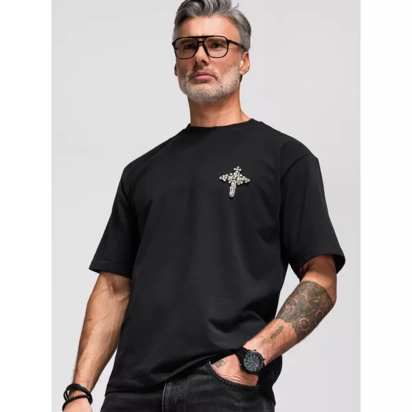  Tricou pentru bărbați OMBRE OM-TSCT-0276 NEGRU 