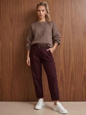 Pantaloni de dama DSTREET UY3186 BURGUNDIA