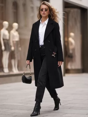 Palton de damă DSTREET NY0791 NEGRU