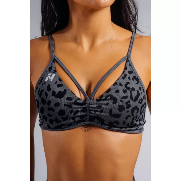  Sutien sport cu suport mediu cu imprimeu leopard NEBBIA PRIMAL 854 LEOPARD NEGRU 