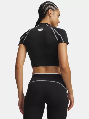 Tricou de damă UNDER ARMOUR HEATGEAR ELITE CROP MCK SS 6014710-008 NEGRU