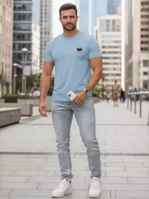 Tricou pentru bărbați DSTREET NX0125R-SK ALBASTRU DESCHIS