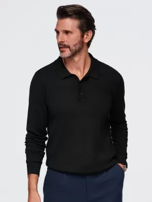 Tricou pentru bărbați cu guler OMBRE OM-POLS-0151 NEGRU