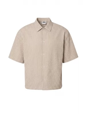 Cămașă pentru bărbați URBAN CLASSICS TB8417-22409 MOCCA MARO/ALB