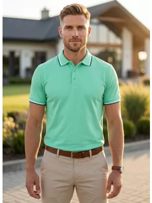 Tricou pentru bărbați cu guler MALFINI FOCUS 232 MENTĂ