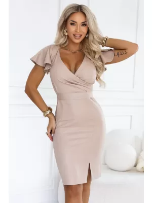Rochie NUMOCO NINA 479-16 BEJ ÎNCHIS CU SCLIPICI