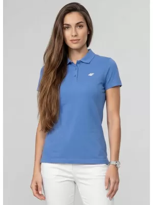 Tricou de damă cu guler 4F WMM00TPTSF0768 DENIM