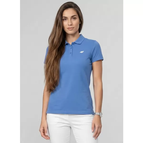  Tricou de damă cu guler 4F WMM00TPTSF0768 DENIM 