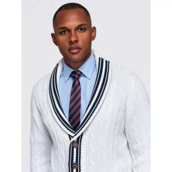  Cardigan pentru bărbați OMBRE OM-SWCD-0196 ALB 