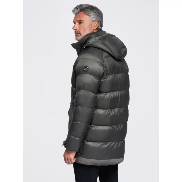  Geaca de iarna pentru barbati OMBRE OM-JALJ-0263 MĂSLINE ÎNCHISE 