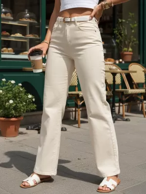Pantaloni de dama DSTREET UY3063 ALB