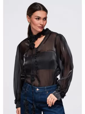 Bluza de dama OMBRE OW-TS-E0086 NEGRU
