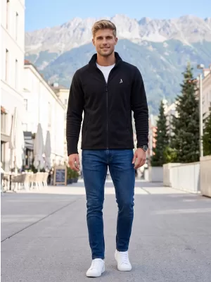 Hanorac pentru bărbați din fleece ALTISPORT ALM002852 NEGRU ȘI ARGINTIU