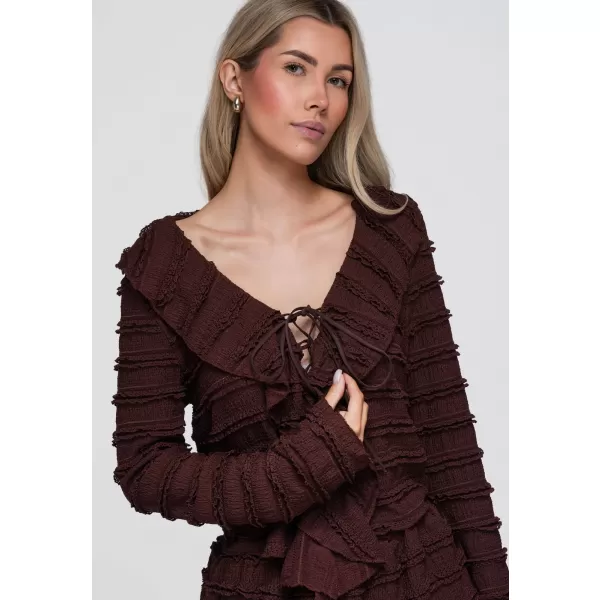  Bluza de dama OMBRE OW-TS-E0067 MARO ÎNCHIS 