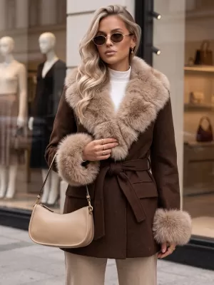 Palton de damă DSTREET TY6079 MARO