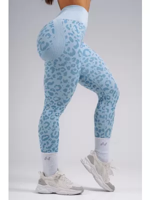 Jambiere compresive push-up cu imprimeu leopard NEBBIA PRIMAL 849 LEOPARD ALBASTRU