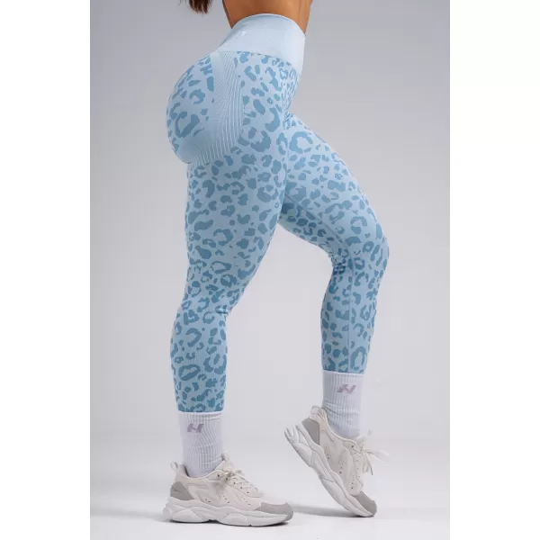  Jambiere compresive push-up cu imprimeu leopard NEBBIA PRIMAL 849 LEOPARD ALBASTRU 