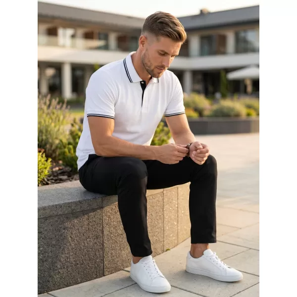  Tricou pentru bărbați cu guler MALFINI FOCUS 232 ALB 