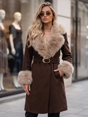 Palton de damă DSTREET TY6073 MARO