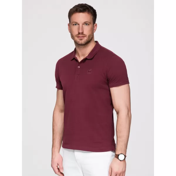  Tricou pentru bărbați cu guler OMBRE OM-POBS-0171 ALB/MARO/ALBASTRU ÎNCHIS 