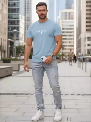 Tricou pentru bărbați DSTREET NX5124R-SK ALBASTRU DESCHIS