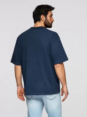 Tricou pentru bărbați OMBRE OM-TSBC-0291 ALB MURDAR/MĂSLINIU PAL/MARIN