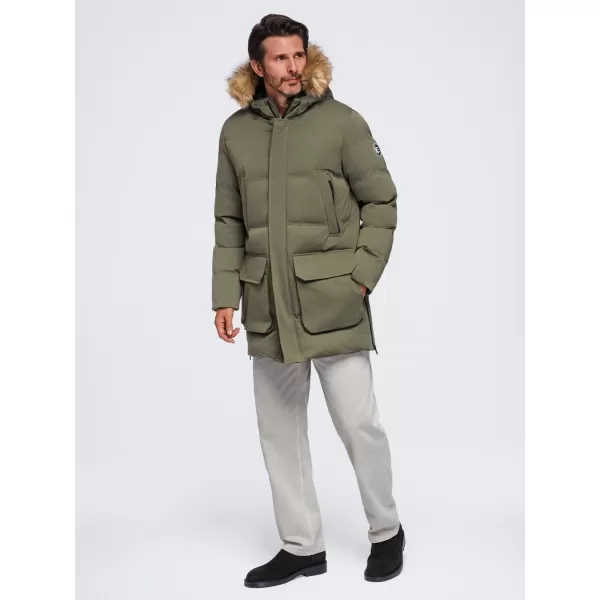  Parka pentru bărbați OMBRE OM-JALJ-0310 MĂSLINE ÎNCHISE 