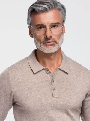 Tricou pentru bărbați cu guler OMBRE OM-POLS-0151 BEJ