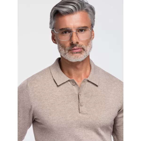  Tricou pentru bărbați cu guler OMBRE OM-POLS-0151 BEJ 