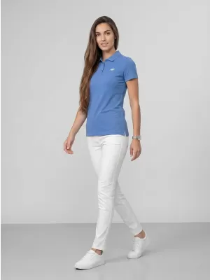 Tricou de damă cu guler 4F WMM00TPTSF0768 DENIM