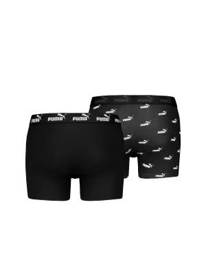 Boxeri pentru bărbați PUMA ELEMENTS MEN LOGO PRINT BOXERS 2P 93875405 NEGRU