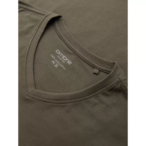  Tricou pentru bărbați OMBRE OM-LSBL-0143 MĂSLINE ÎNCHISE 