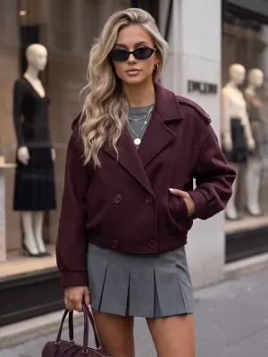 Palton de damă DSTREET TY6024 BURGUNDIA