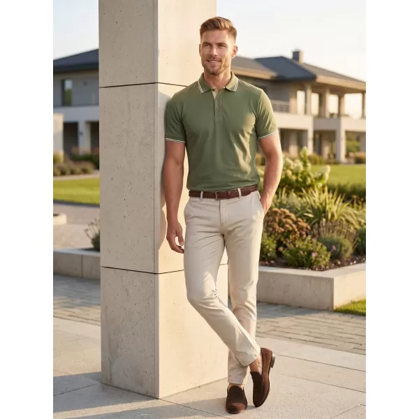  Tricou pentru bărbați cu guler MALFINI FOCUS 232 KAKI 