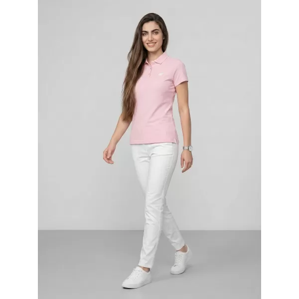  Tricou de damă cu guler 4F WMM00TPTSF0768 ROZ DESCHIS 