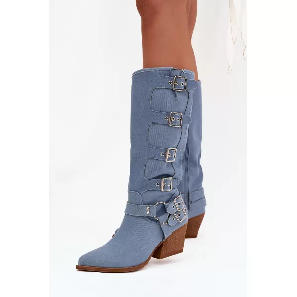  Cizme de cowboy de damă BOTO LQ-113 ALBASTRU 