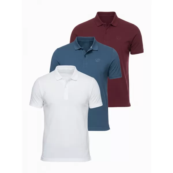  Tricou pentru bărbați cu guler OMBRE OM-POBS-0171 ALB/MARO/ALBASTRU ÎNCHIS 