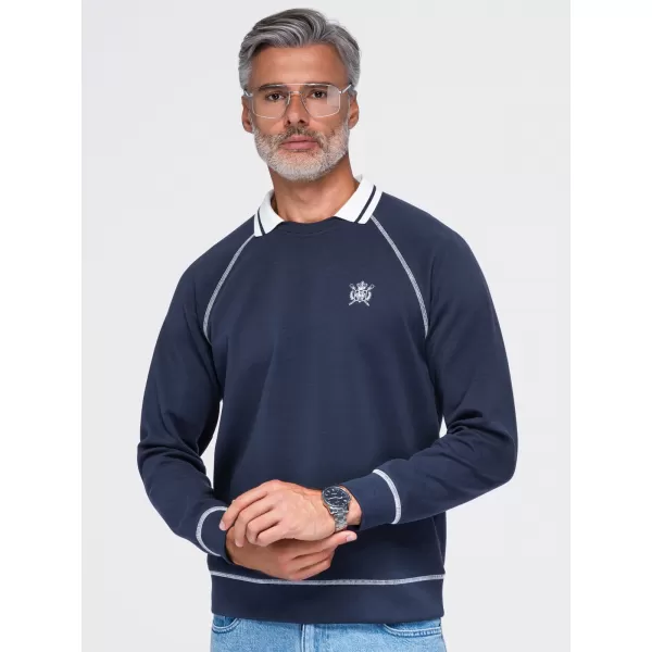  Hanorac pentru bărbați OMBRE OM-SSNZ-0269 ALBASTRU MARIN 