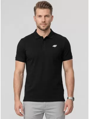 Tricou pentru bărbați cu guler 4F WMM00TPTSM0770 NEGRU ADÂNC