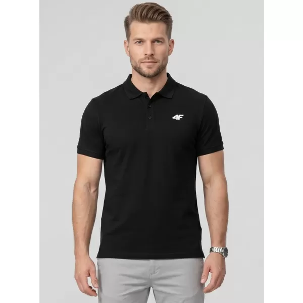  Tricou pentru bărbați cu guler 4F WMM00TPTSM0770 NEGRU ADÂNC 