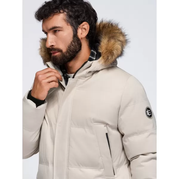  Parka pentru bărbați OMBRE OM-JALJ-0310 CREMĂ 
