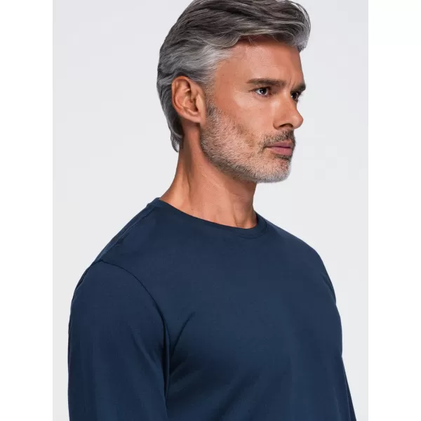  Tricou pentru bărbați OMBRE OM-LSBL-0142 ALBASTRU MARIN 