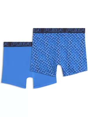 Boxeri pentru bărbați PUMA MEN GRAPHICAL PRINT BOXERS 2P 94780404 COMBINAȚIE ALBASTRĂ