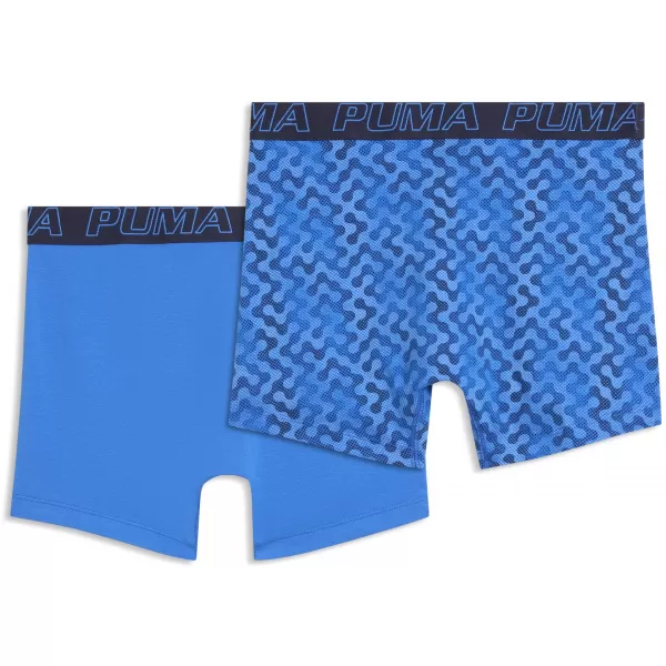  Boxeri pentru bărbați PUMA MEN GRAPHICAL PRINT BOXERS 2P 94780404 COMBINAȚIE ALBASTRĂ 