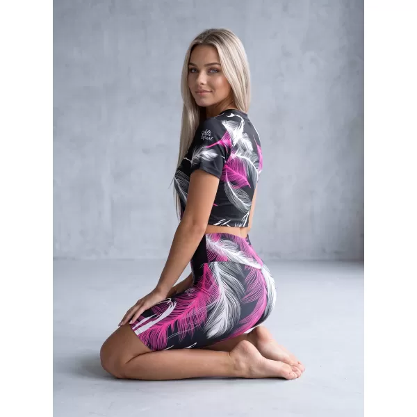  Jambiere premium pentru genunchi pentru femei (marimi noi) ALTISPORT VOJ/ALW001LEG06 NEGRU/ROZ 