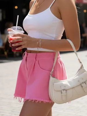 Pantaloni scurți de damă DSTREET SY0535 ROZ