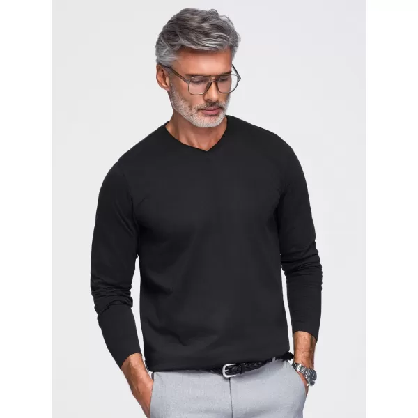  Tricou pentru bărbați OMBRE OM-LSBL-0143 NEGRU 