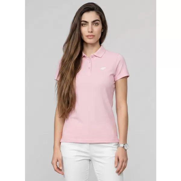  Tricou de damă cu guler 4F WMM00TPTSF0768 ROZ DESCHIS 