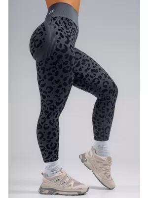 Jambiere compresive push-up cu imprimeu leopard NEBBIA PRIMAL 849 LEOPARD NEGRU