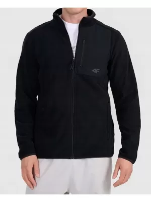 Hanorac pentru bărbați din fleece 4F WAW25TFLEM417 NEGRU ADÂNC